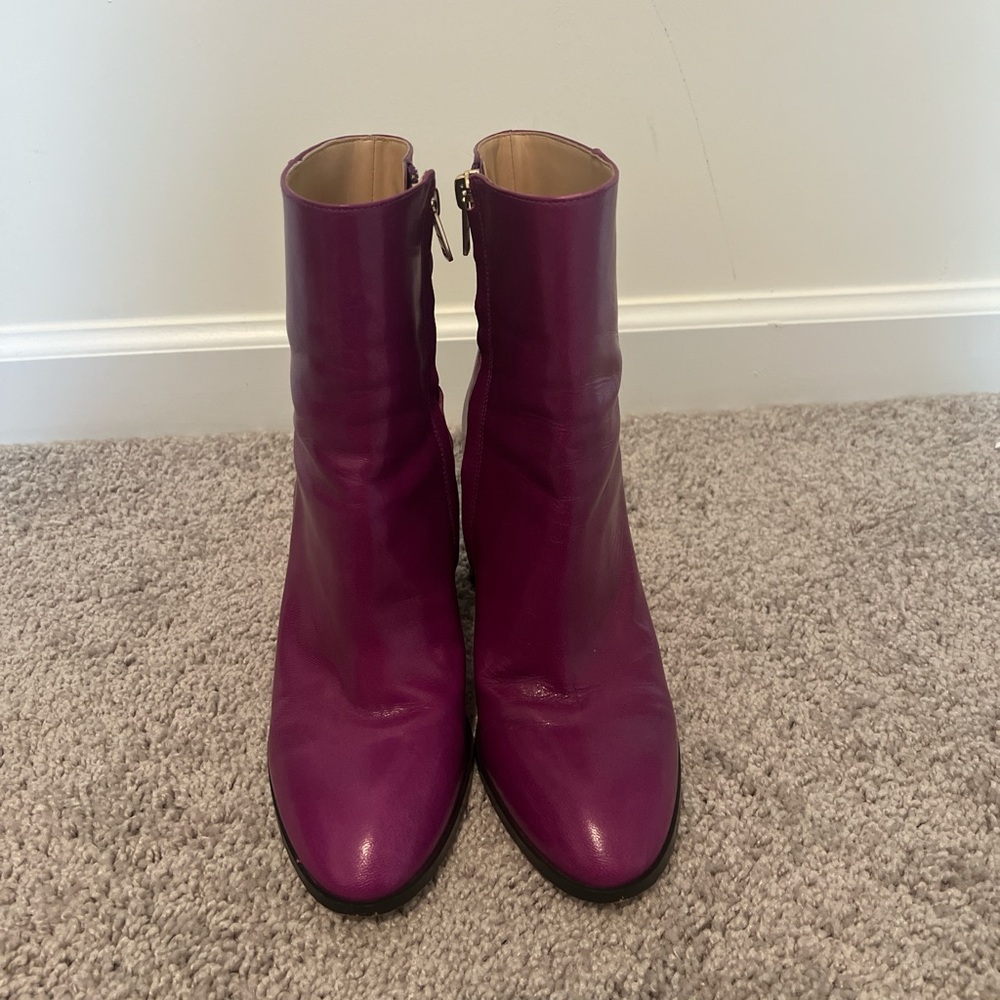 Vibrant Magenta Coach ankle bootie.